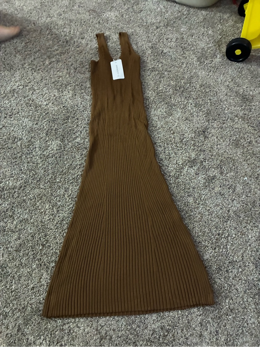 Sleeveless Ribbed Maxi Dress in Chestnut Brown